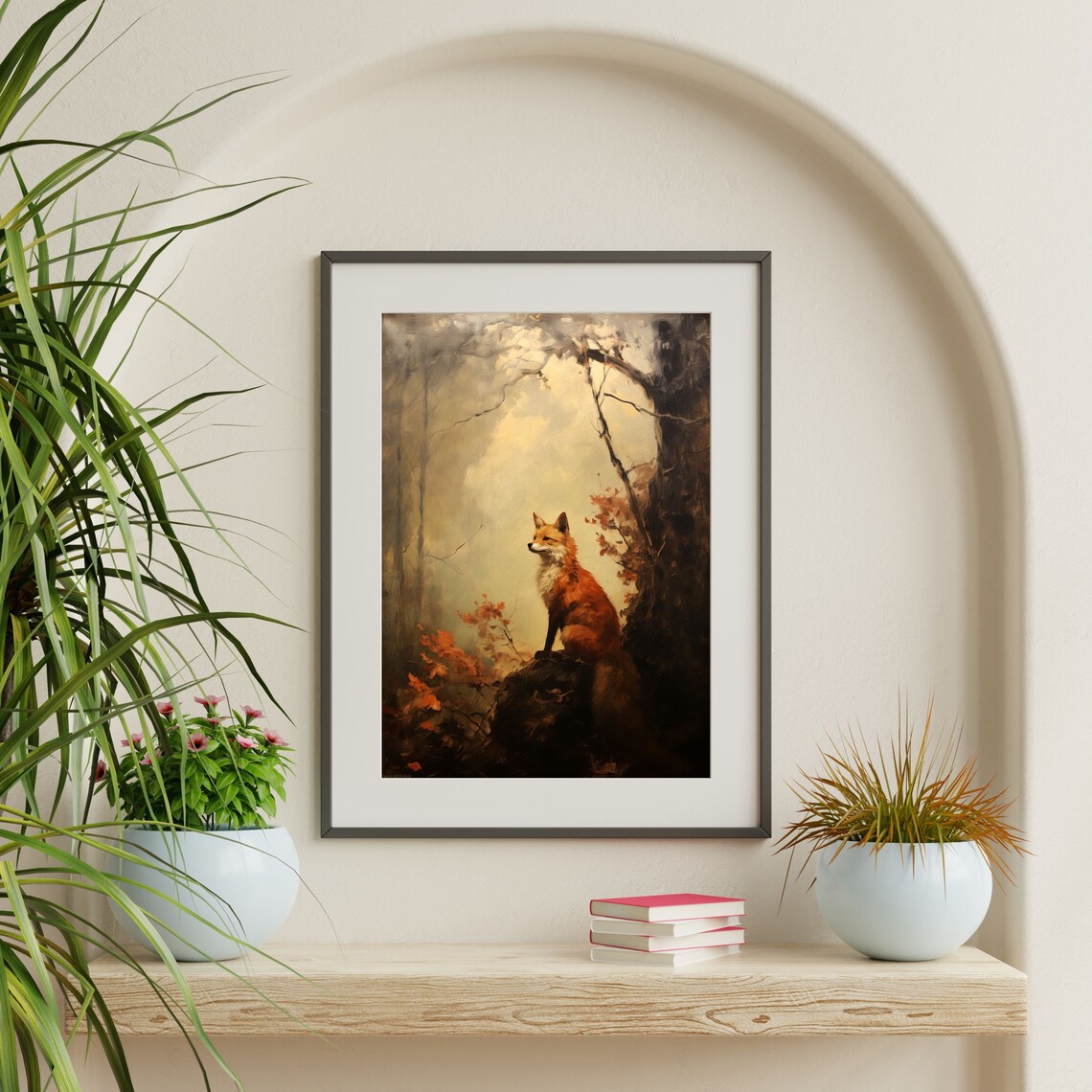 Dark Fox Painting, Gothic Cottagecore Art Print - Image 2