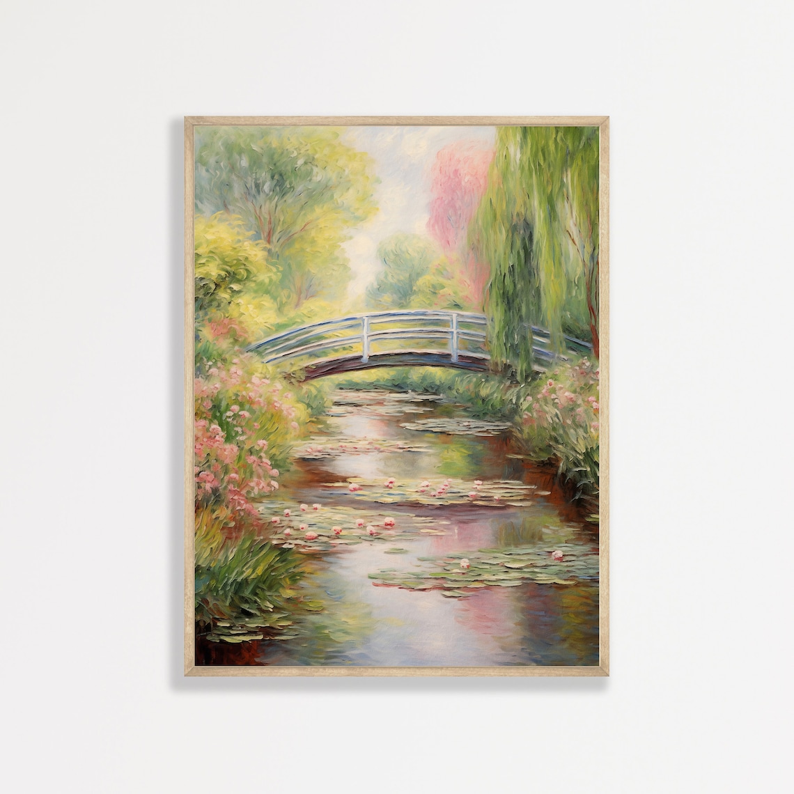 Garden Footbridge Vintage Lily Pad Poster Print