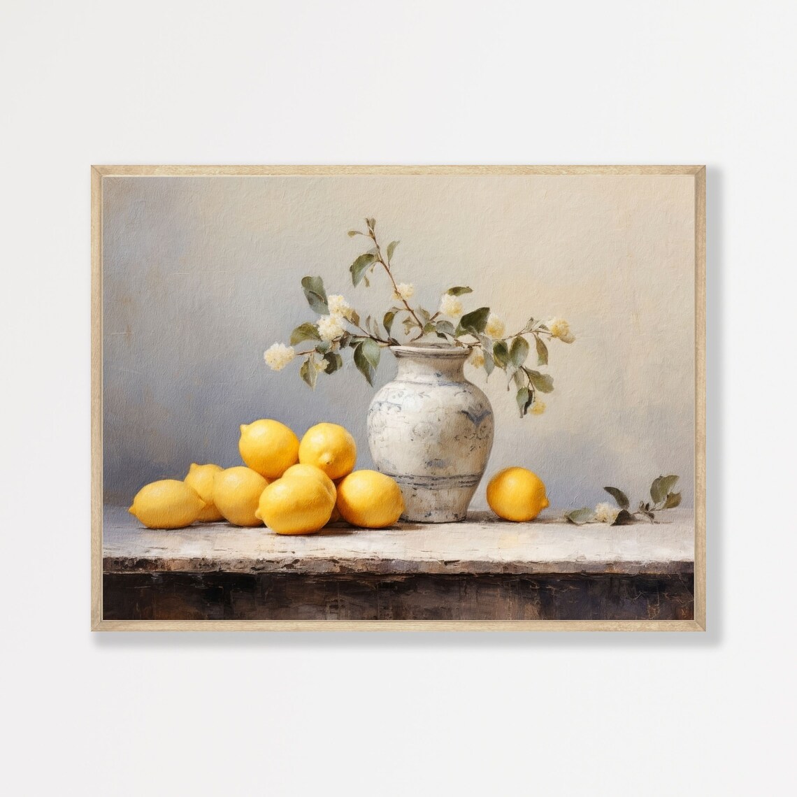 Lemons Retro Still Life Art Print, French Kitchen