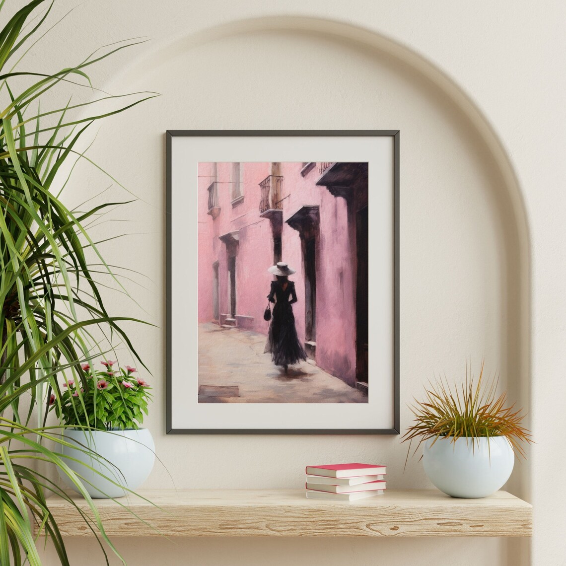 Pink Alleyway Retro Art Print, Preppy Apartment Decor - Image 2
