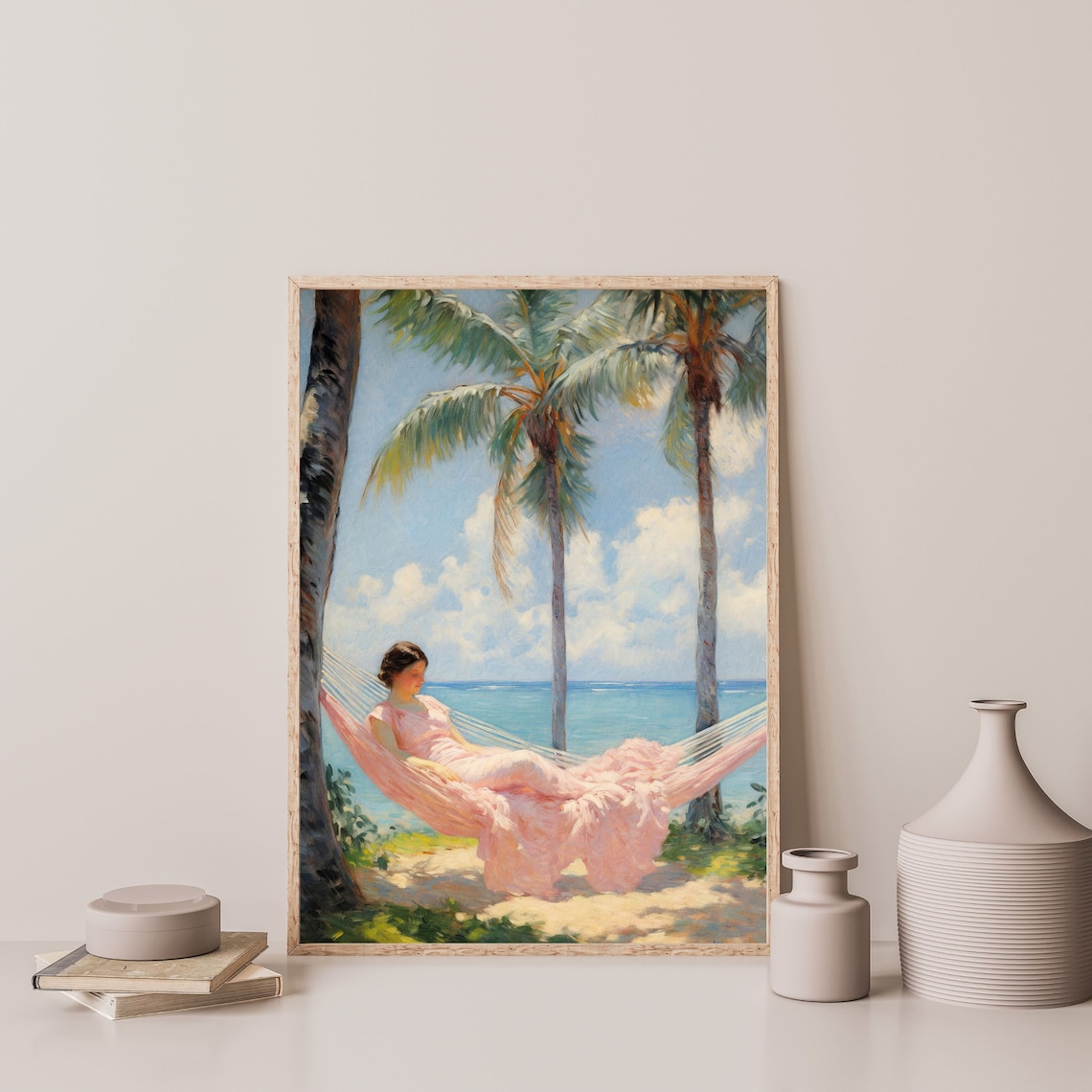 Tropical Hammock, Vintage Coastal Lake House Art Print - Image 3