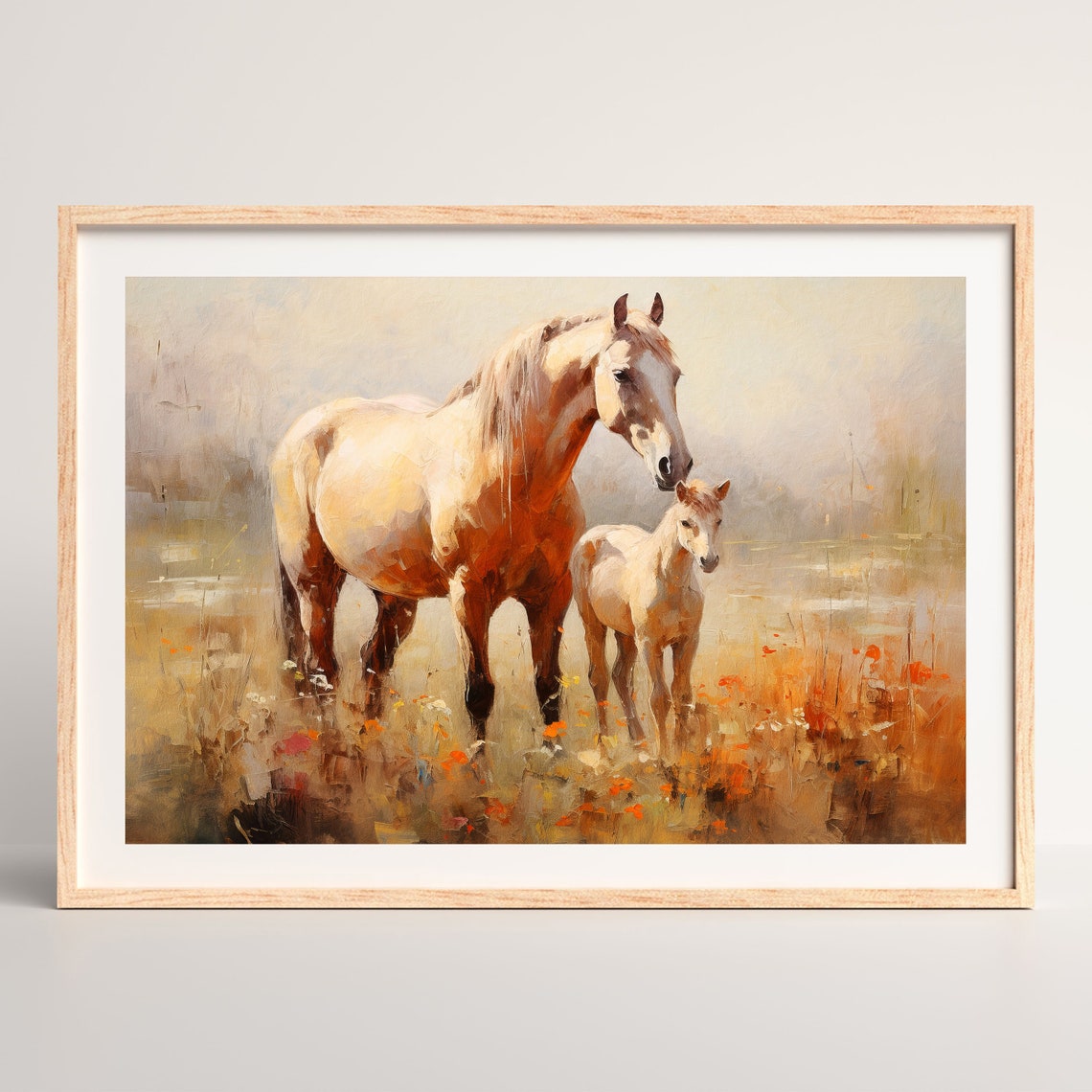 Neutral Horses Print Retro Country Wall Art Vintage Horse Oil Painting Farmhouse Living Room Artwork P 688 - Image 2