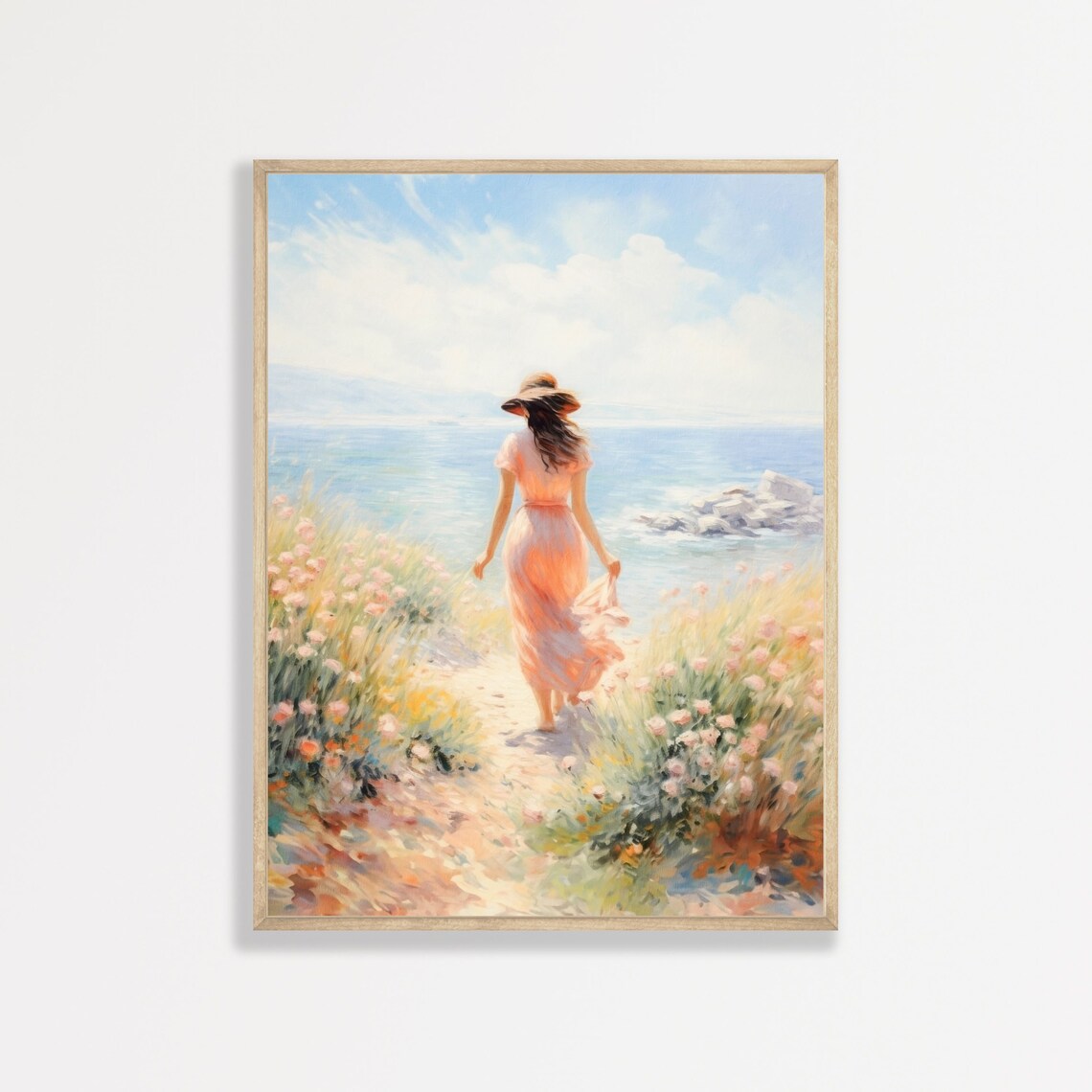 Coastal Portrait, Retro Beach Bedroom Art Print