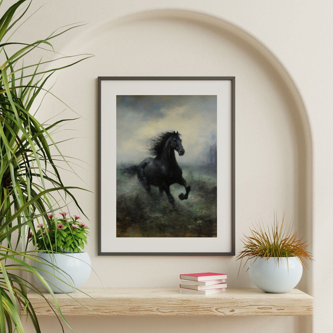 Dark Horse Painting, Moody Equestrian Art Print - Image 2