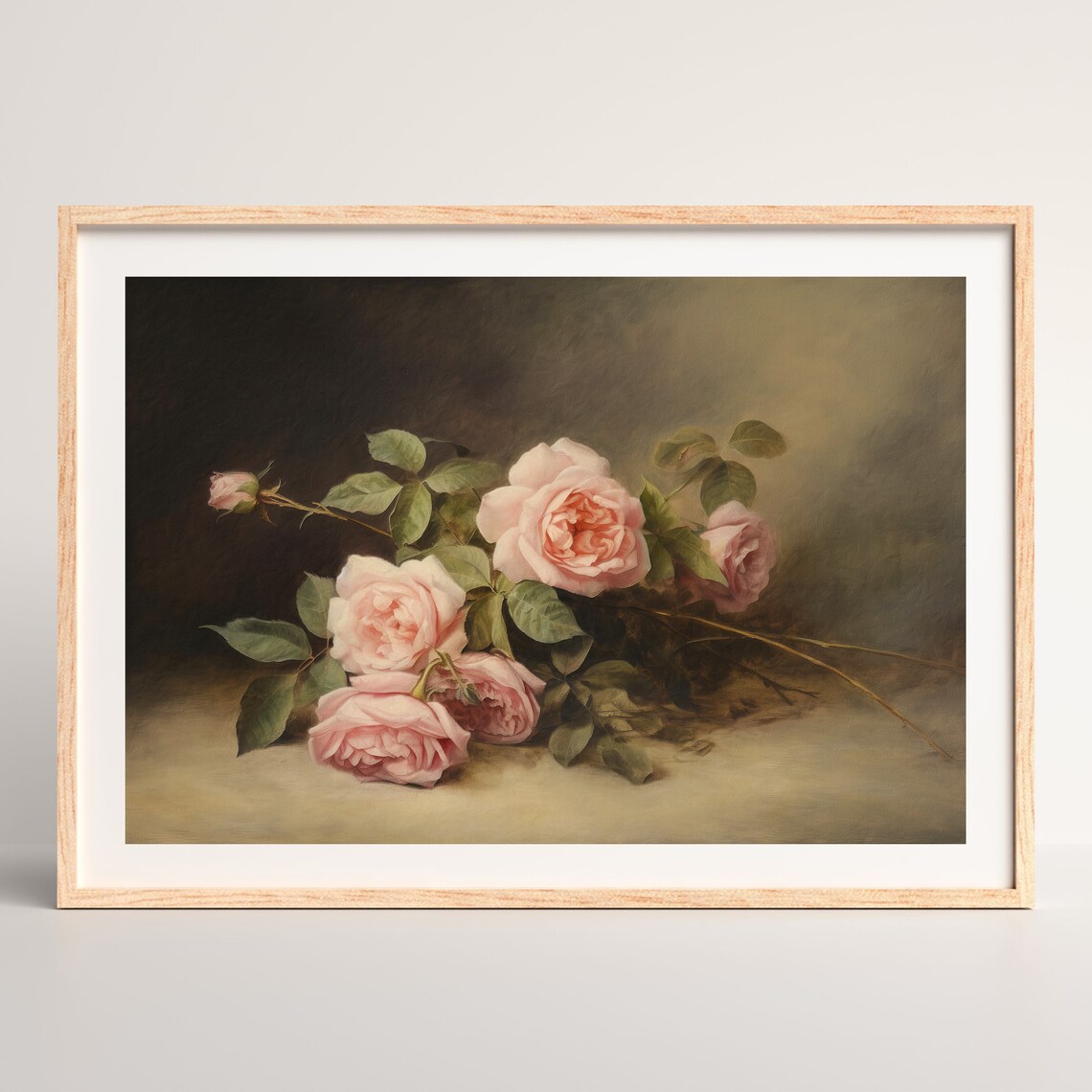 Rustic Rose Vintage Floral Painting Art Print - Image 2