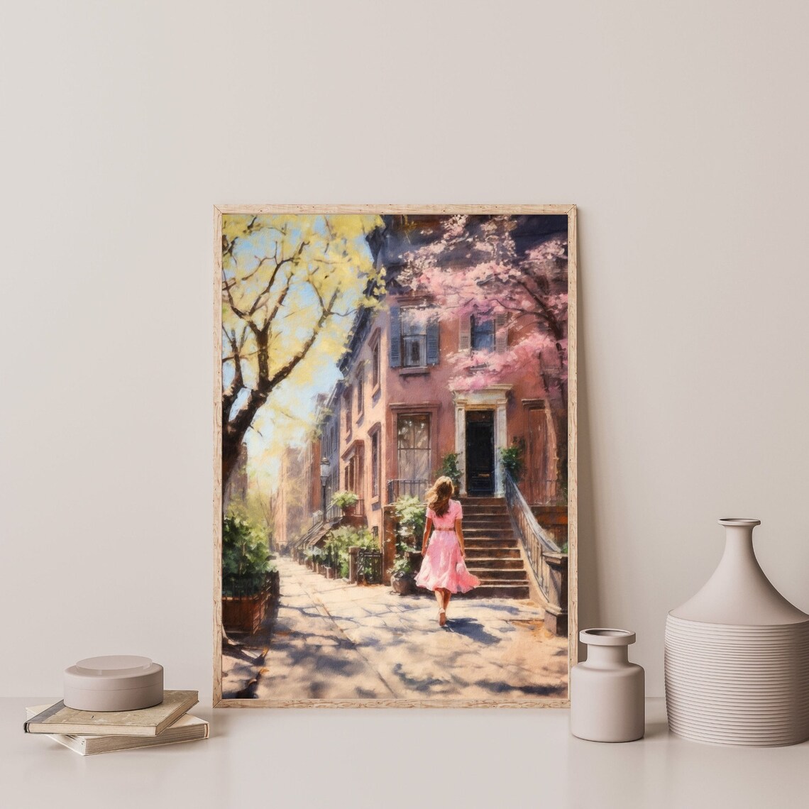 Retro New York Spring Days Art Print, Pastel Pink - Image 3