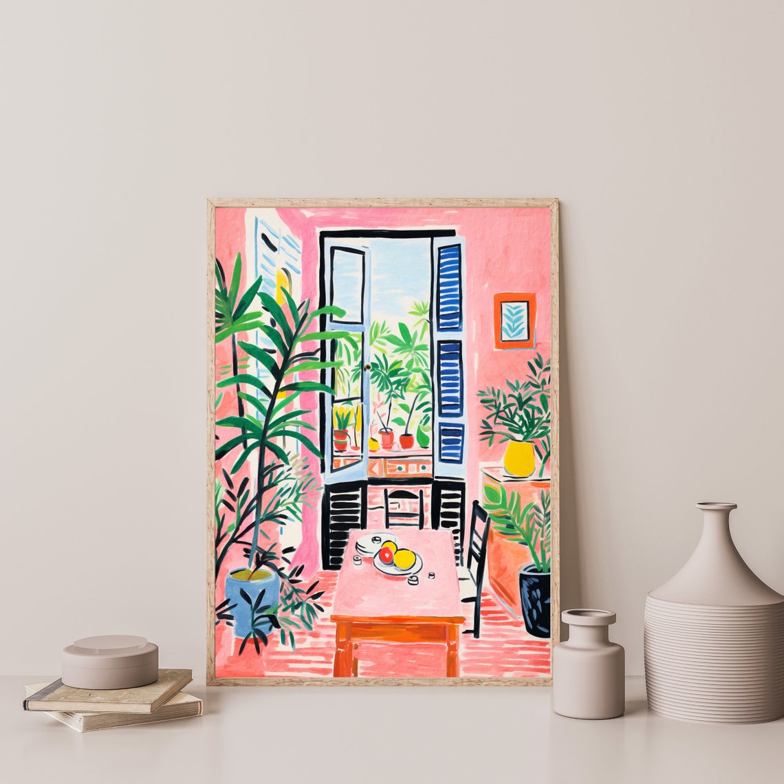Pink Interior Painting Retro Still Life Matisse Style Wall Art Maximalist Modern Home Decor Kitchen Bathroom Bedroom Print P 386 - Image 3