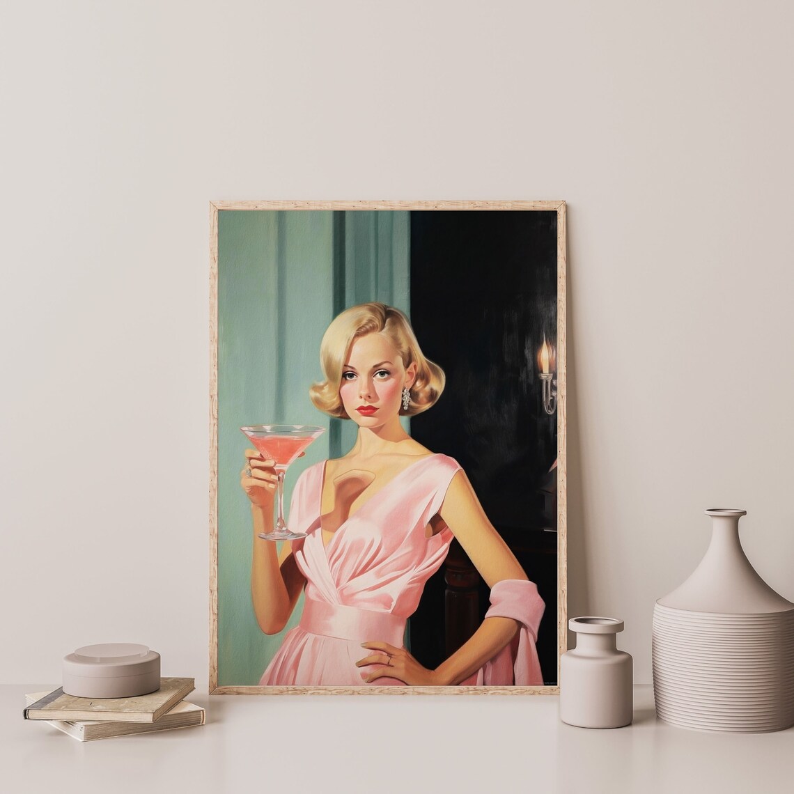 Retro Woman Cocktail Portrait, Vintage Wall Art Print - Image 3