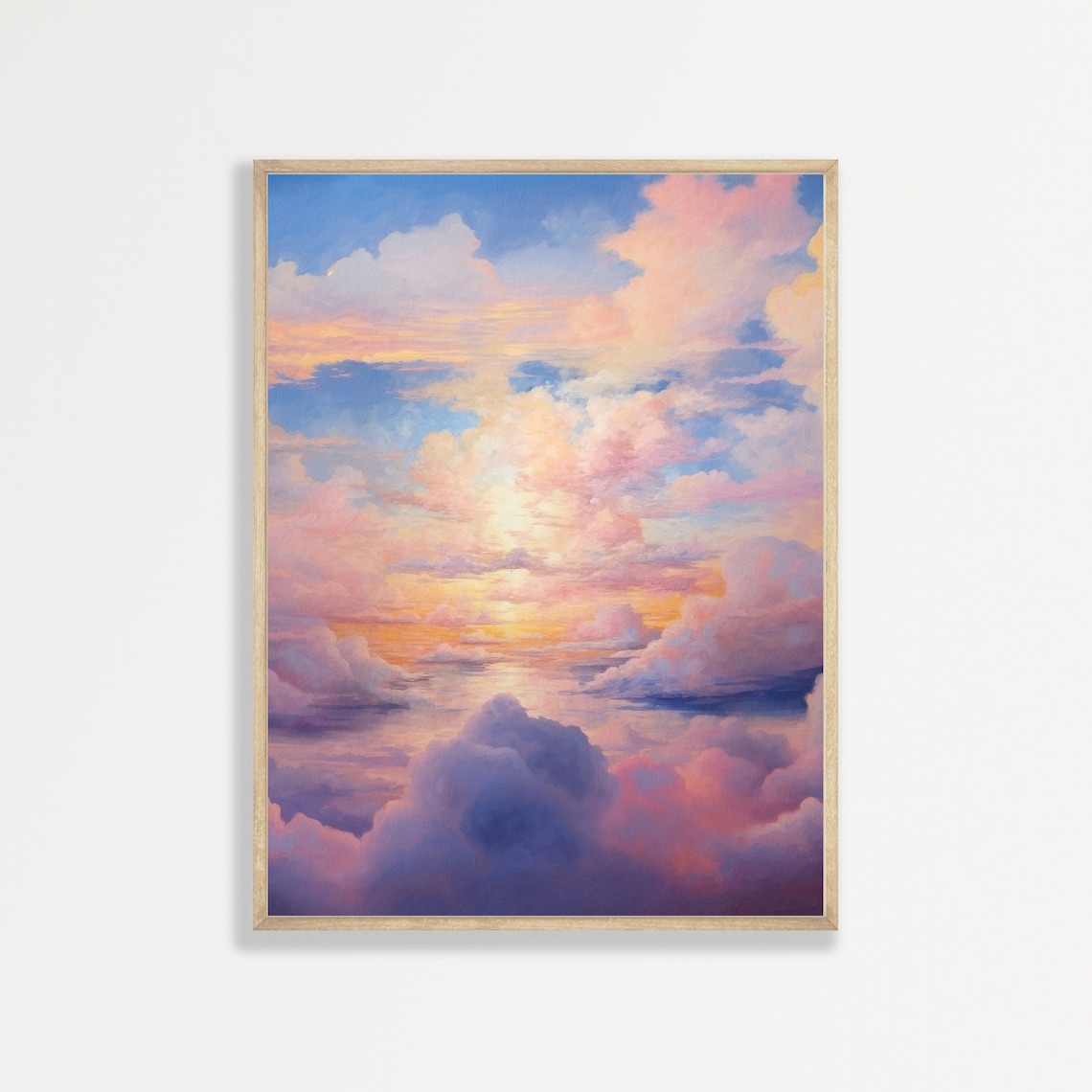Pink Sky Print, Retro Preppy Room Decor Art Print