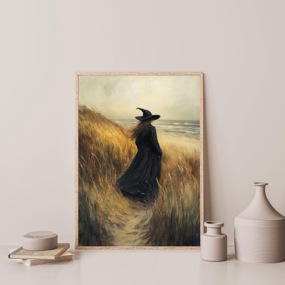 Beach Witch Painting Vintage Dark Academia Witchy Wall Art Moody Antique Enchanted Aesthetic Home Decor 1000 - Image 3