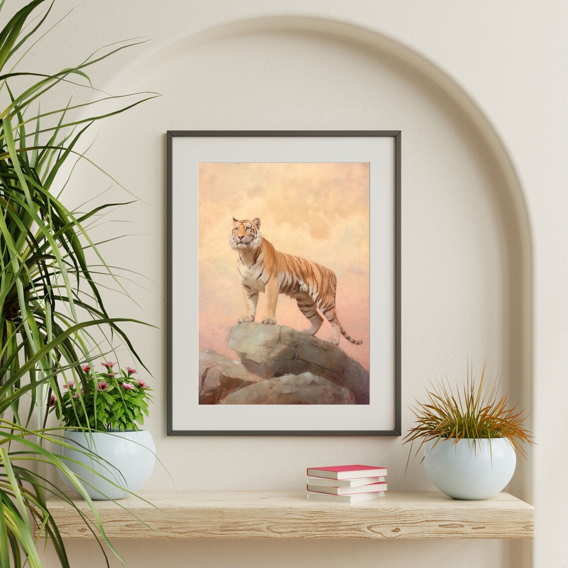 Retro Tiger Minimal Aesthetic Art Print, Pastel - Image 2