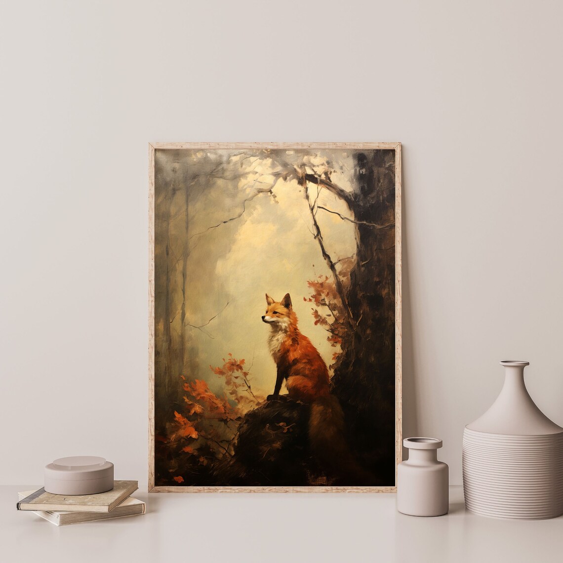 Dark Fox Painting, Gothic Cottagecore Art Print - Image 3