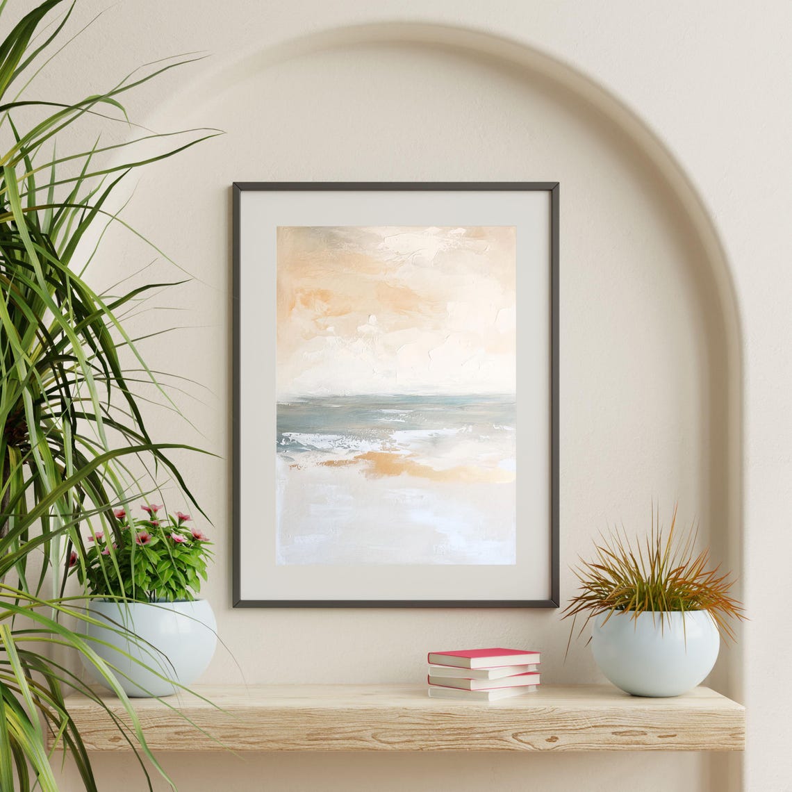 Abstract Neutral Beach Soft Pastel Coastal Minimalist Wall Art - Image 2