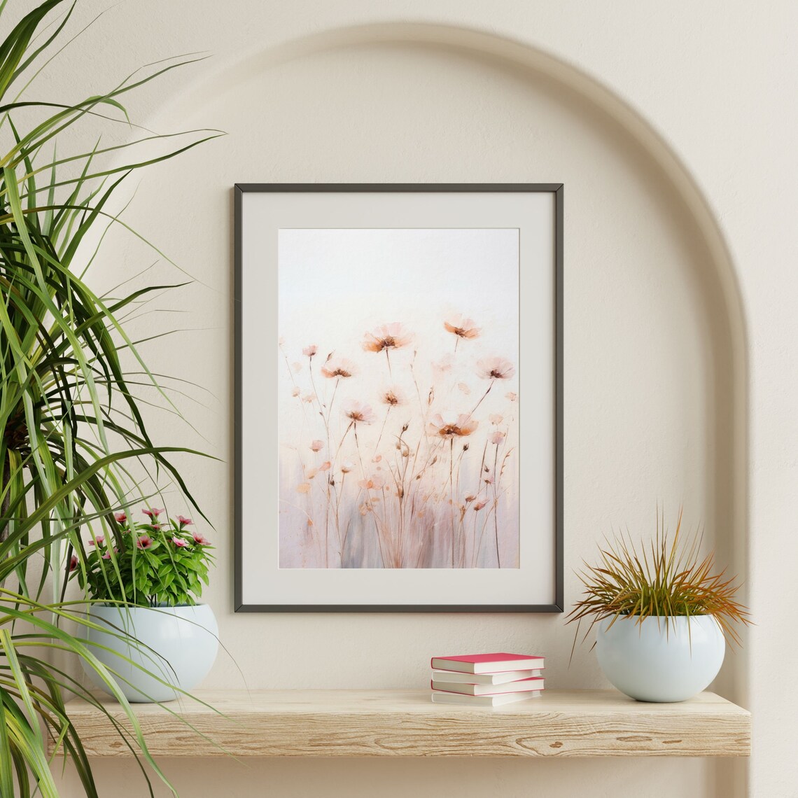 Muted Flower Painting, Retro Minimal Art Print - Image 2