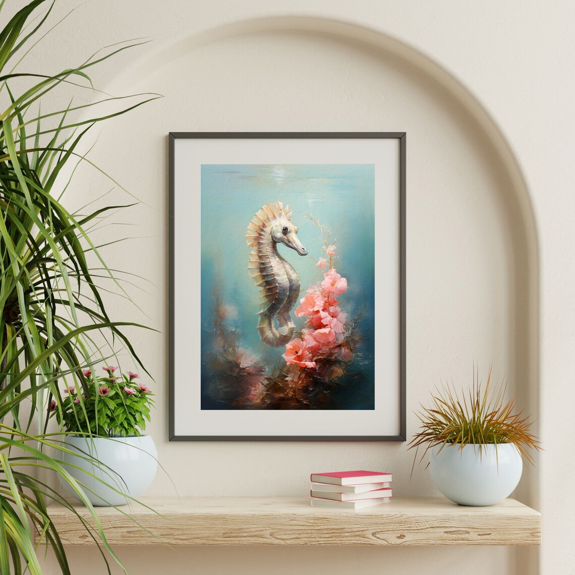 Seahorse Print Coastal Wall Art Print Retro Coastal Kitchen Bedroom Decor Minimal Sea Life Wall Art P 663 - Image 2