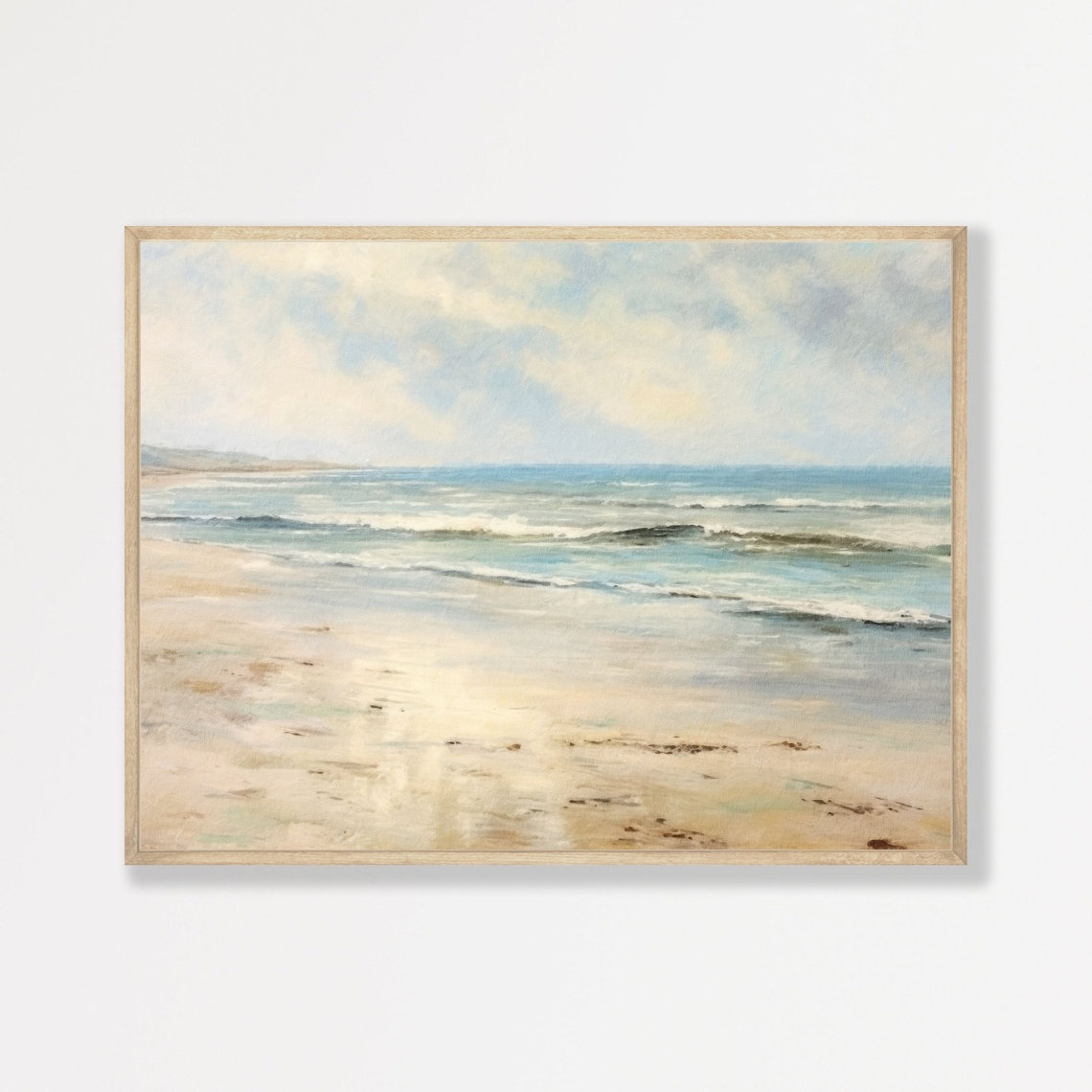 Muted Ocean Seascape, Retro Coastal Beach Art Print