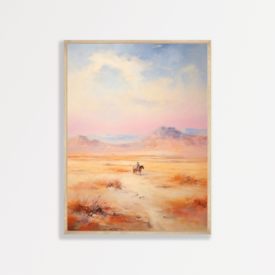Desert Cowboy Retro Country Landscape Art Print