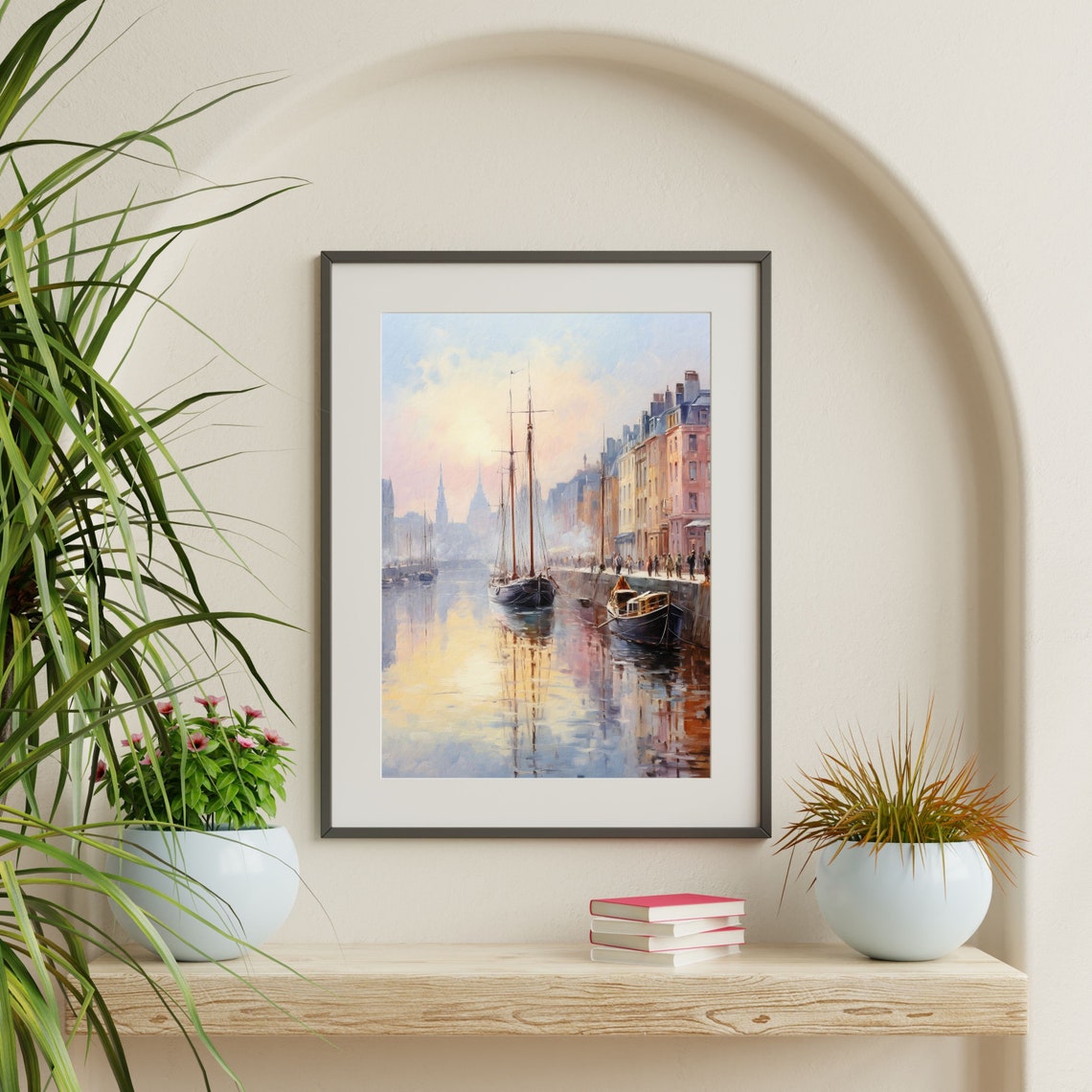 Sailboats Old Town Harbor Golden Sunset Reflection Travel Poster - Image 2