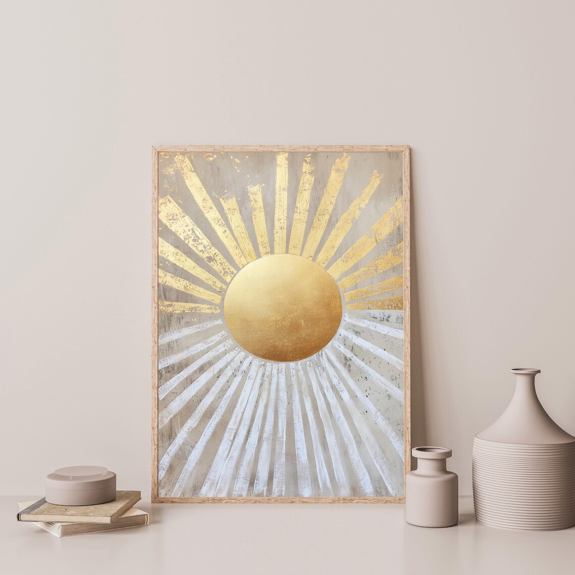 Boho Abstract Sun Print, Minimalist Neutral Art Print - Image 3