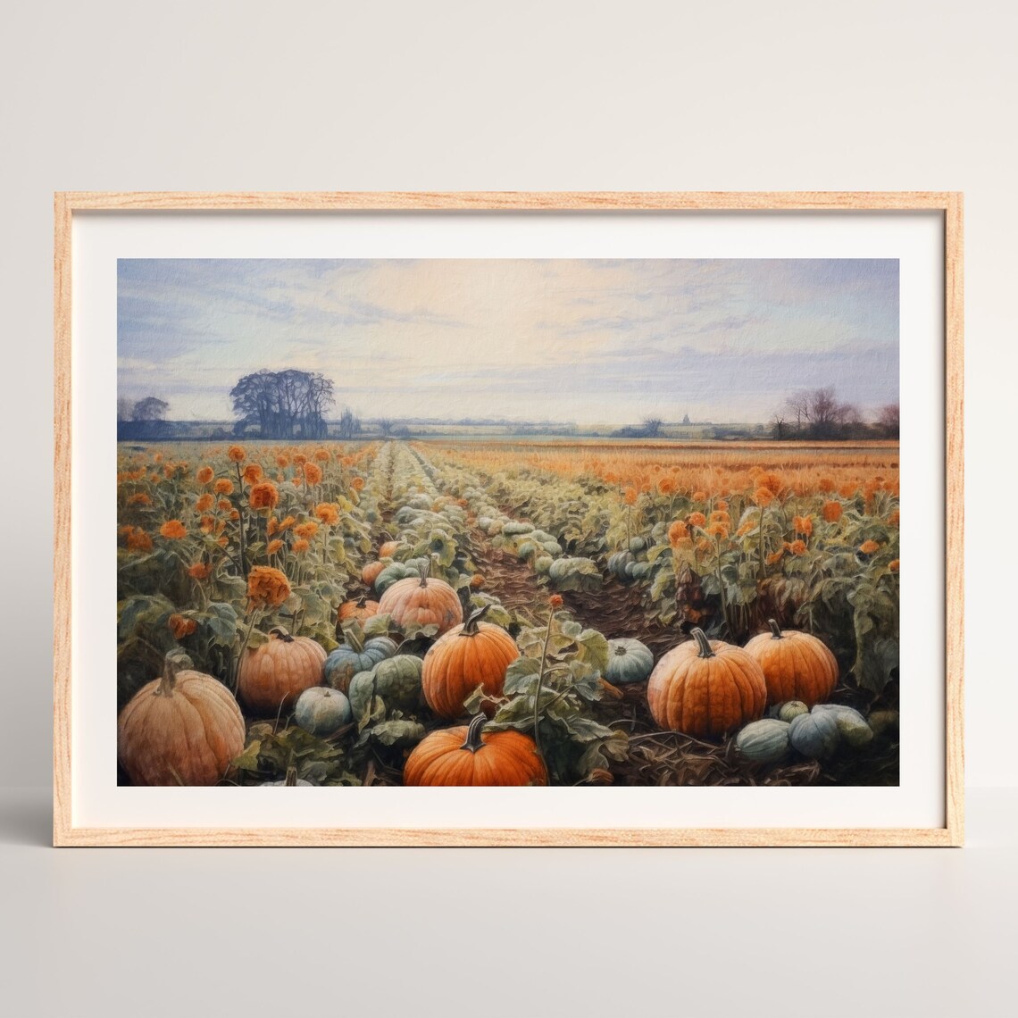 Pumpkin Patch Painting Retro Halloween Art Print - Image 2