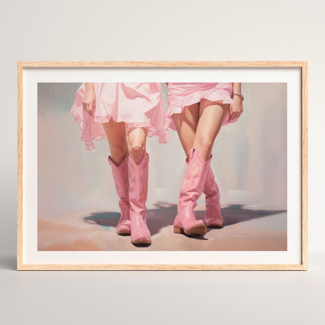 Pink Cowgirl Retro Western Oil Painting Art Print - Image 2
