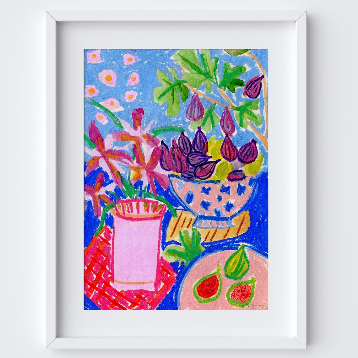 Fresh Figs Art Print, Watercolour Kitchen Scene