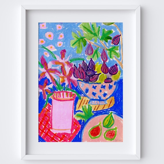 Fresh Figs Art Print, Watercolour Kitchen Scene