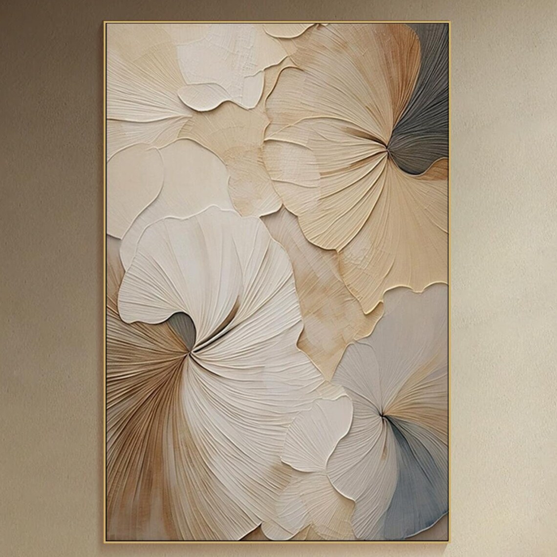 Abstract Floral Oil Painting Art Print, Neutral Tones