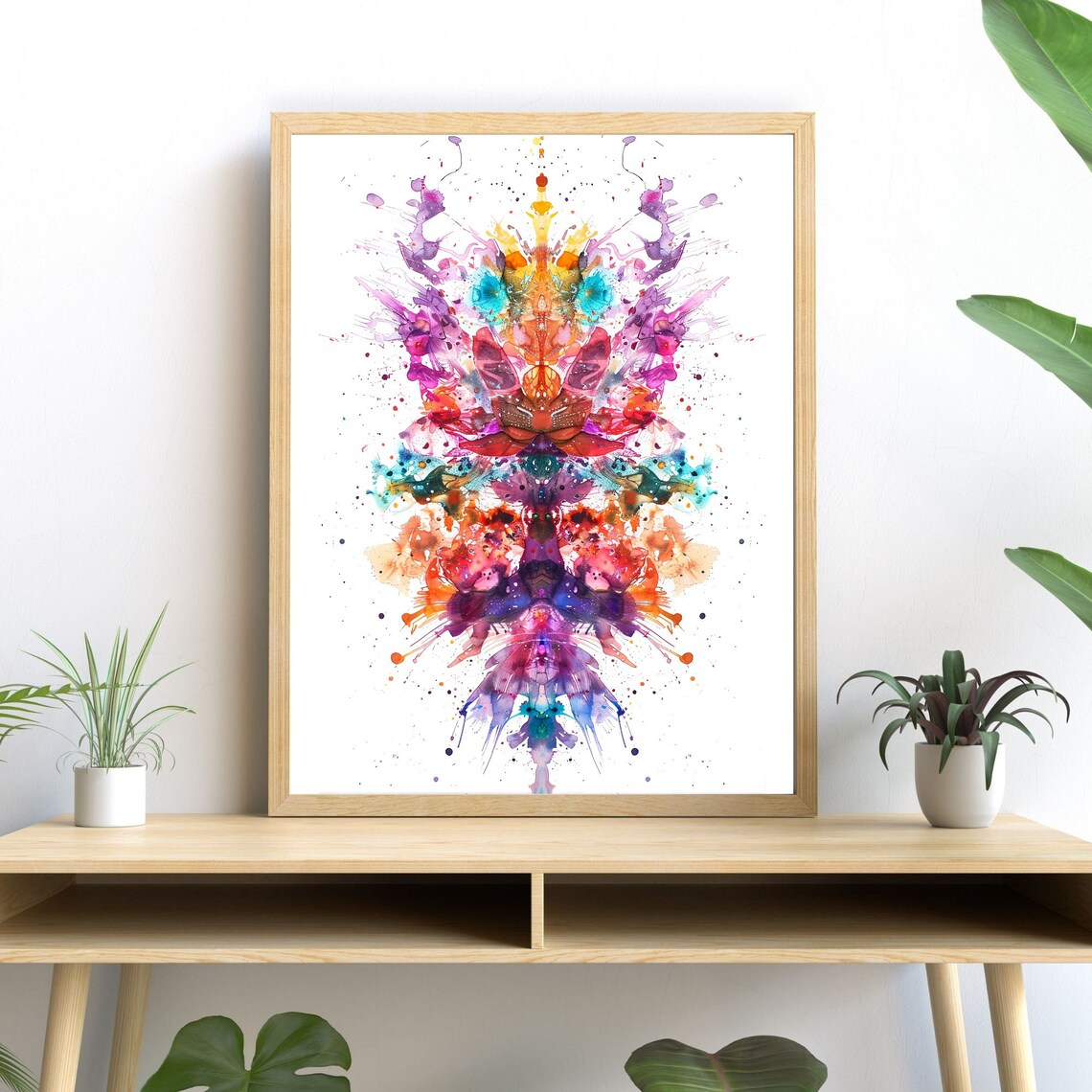 Symmetrical Watercolor Fractal, Geometric Art Print