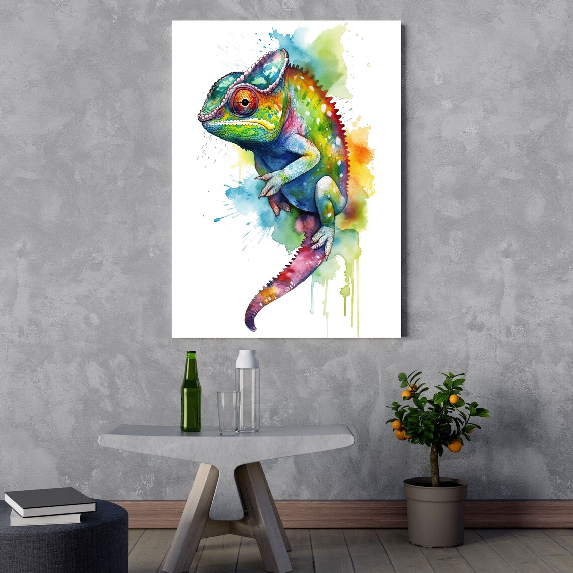 Chameleon Watercolor Art Print, Modern Animal Decor - Image 3