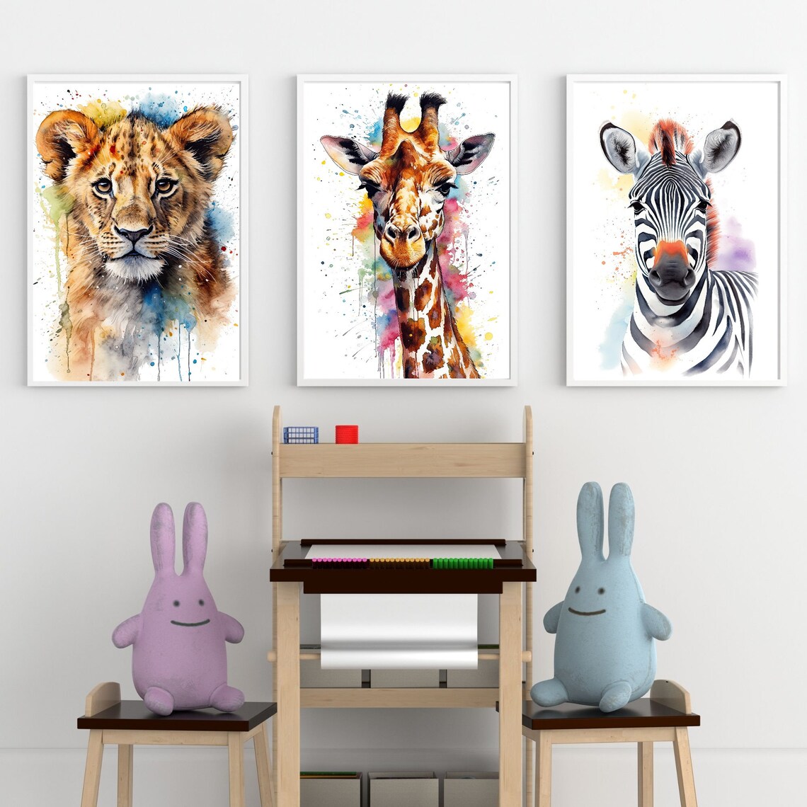 Safari Nursery Art Bundle, Watercolor Animal Illustrations - Image 2