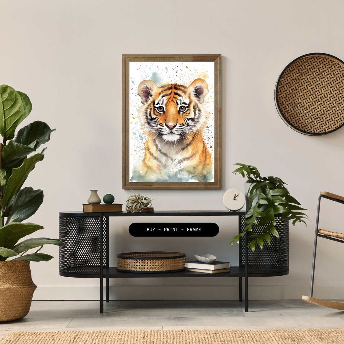 Tiger Cub Watercolor Art Print, Modern Animal Decor - Image 2