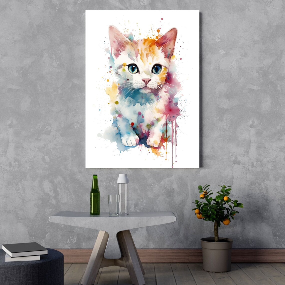 Kitten Watercolor Modern Cat Decor, Art Print - Image 3