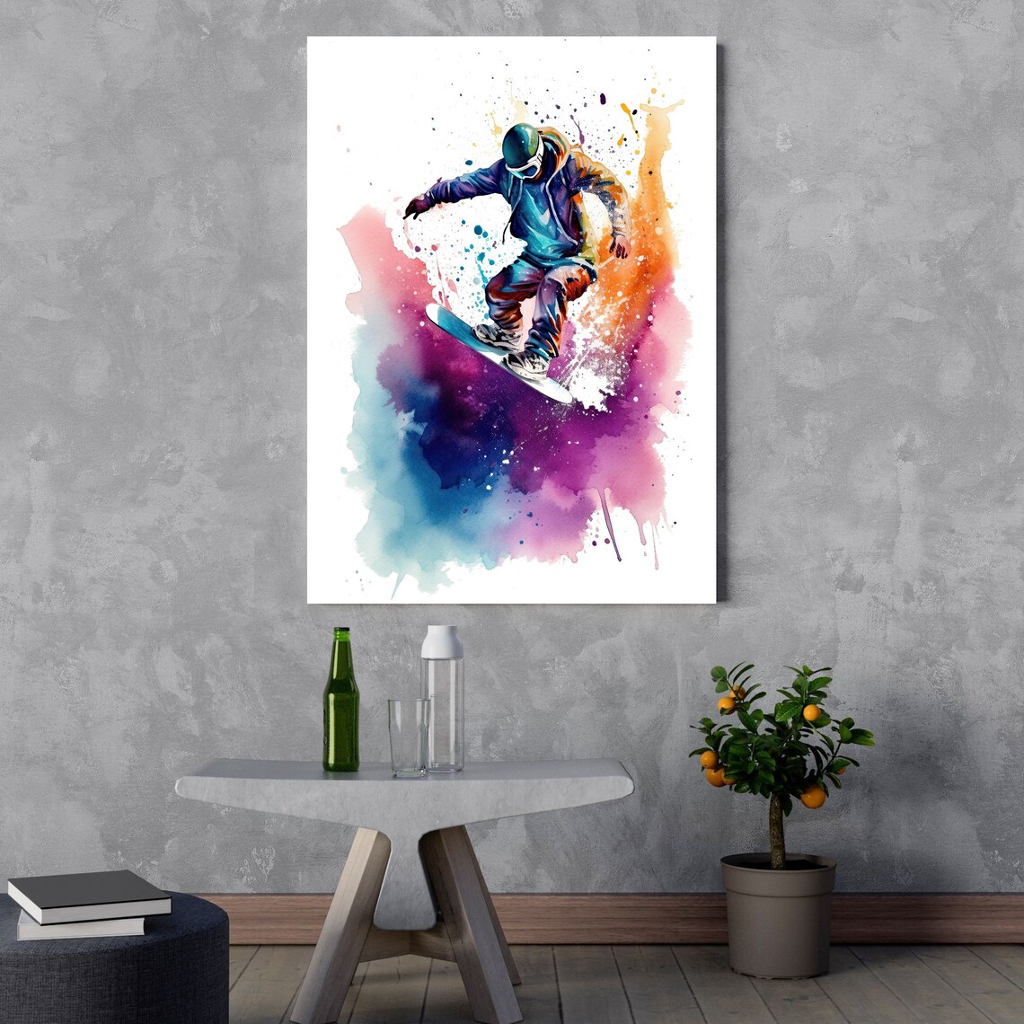 Acrobatic Snowboarder - Contemporary Travel Poster - Image 3