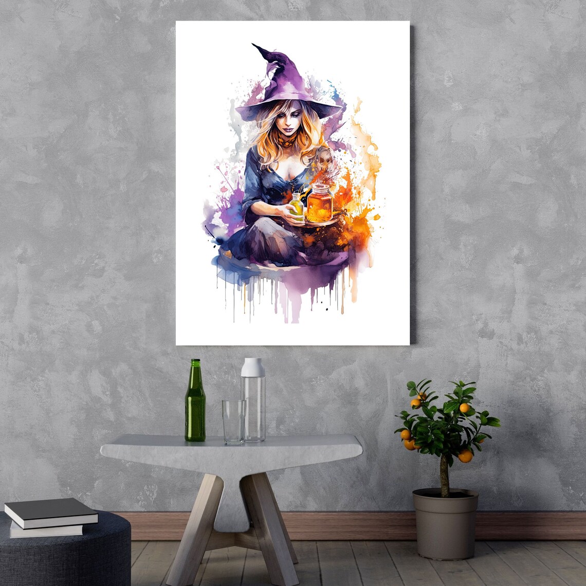 Witch Brewing Potions Watercolor Halloween Decor - Image 3