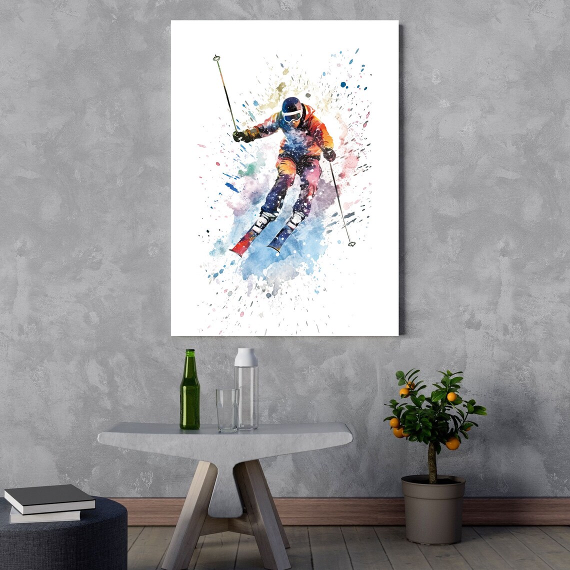 Skier Watercolor Art Print, Winter Sport Adventure - Image 3