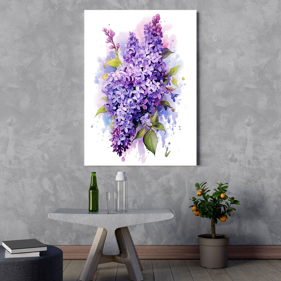 Lilac Flower Watercolor, Modern Floral Decor - Image 3
