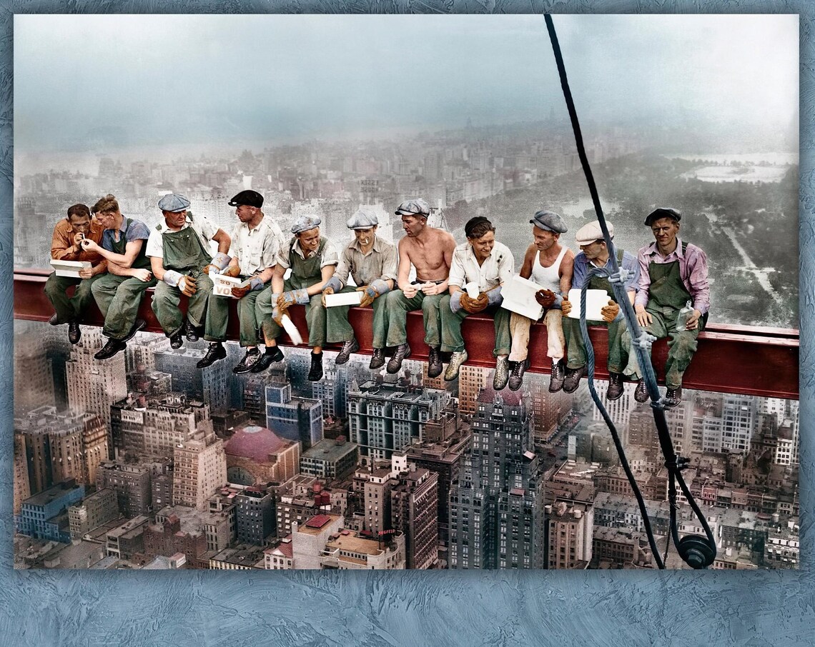 Lunch Atop a Skyscraper Ironworkers 1932 Colorized Photo Poster