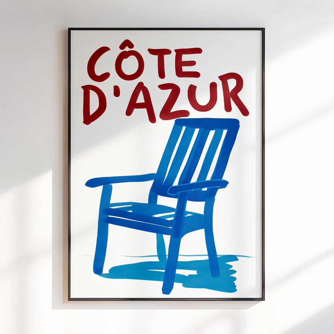 Côte d'Azur Cobalt Blue Beach Chair Riviera Maximalist Pop Poster