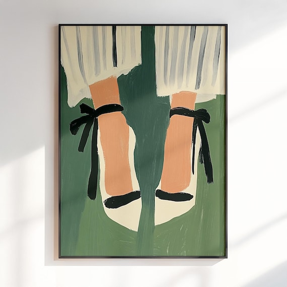 White Heels With Black Ribbon Bows Fashion Illustration Poster