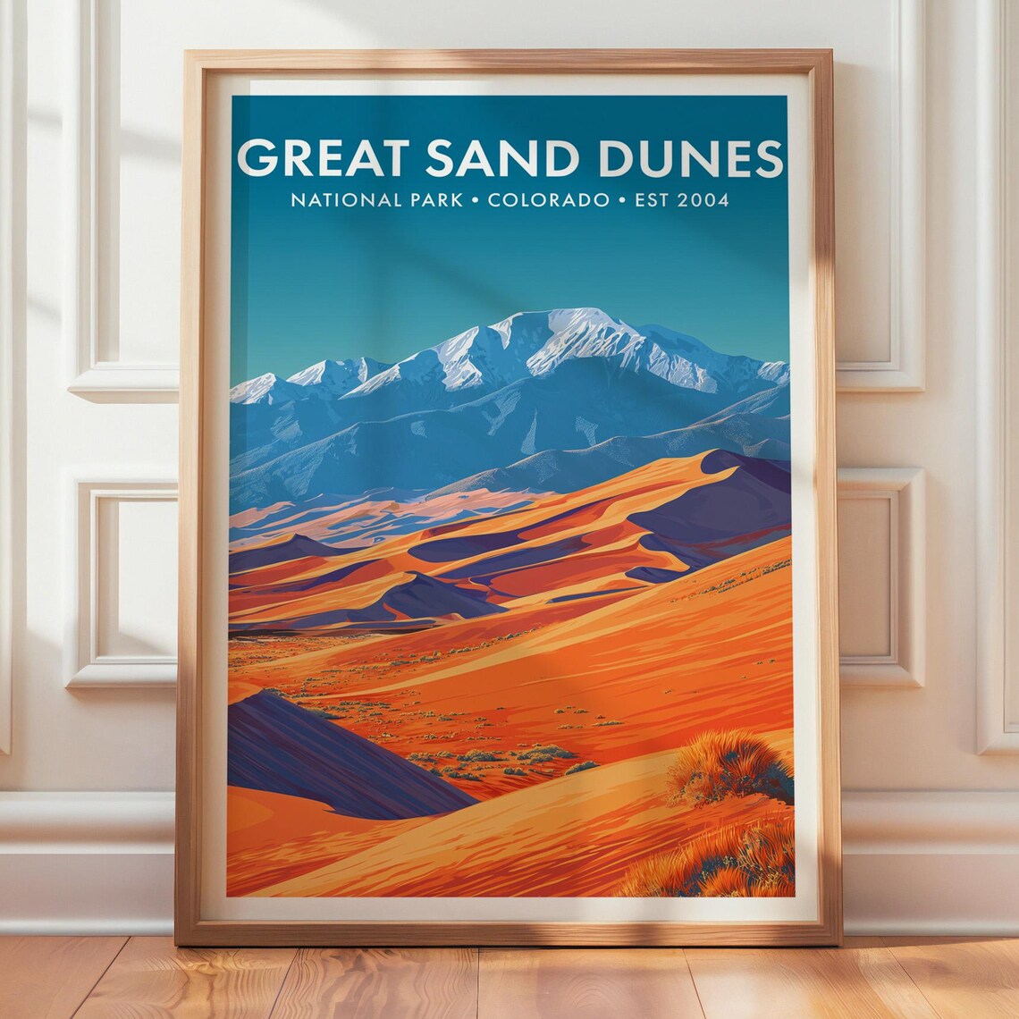Sand Dunes National Park Retro Travel Poster