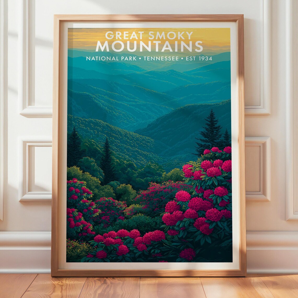 Great Smoky Mountains Retro Travel Poster Print