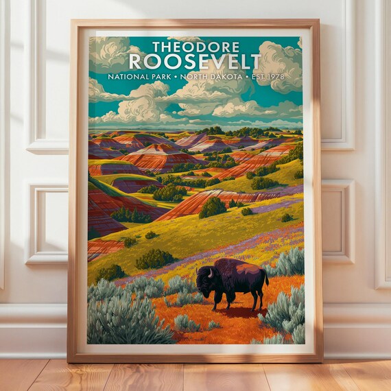 Theodore Roosevelt National Park Retro Travel Poster