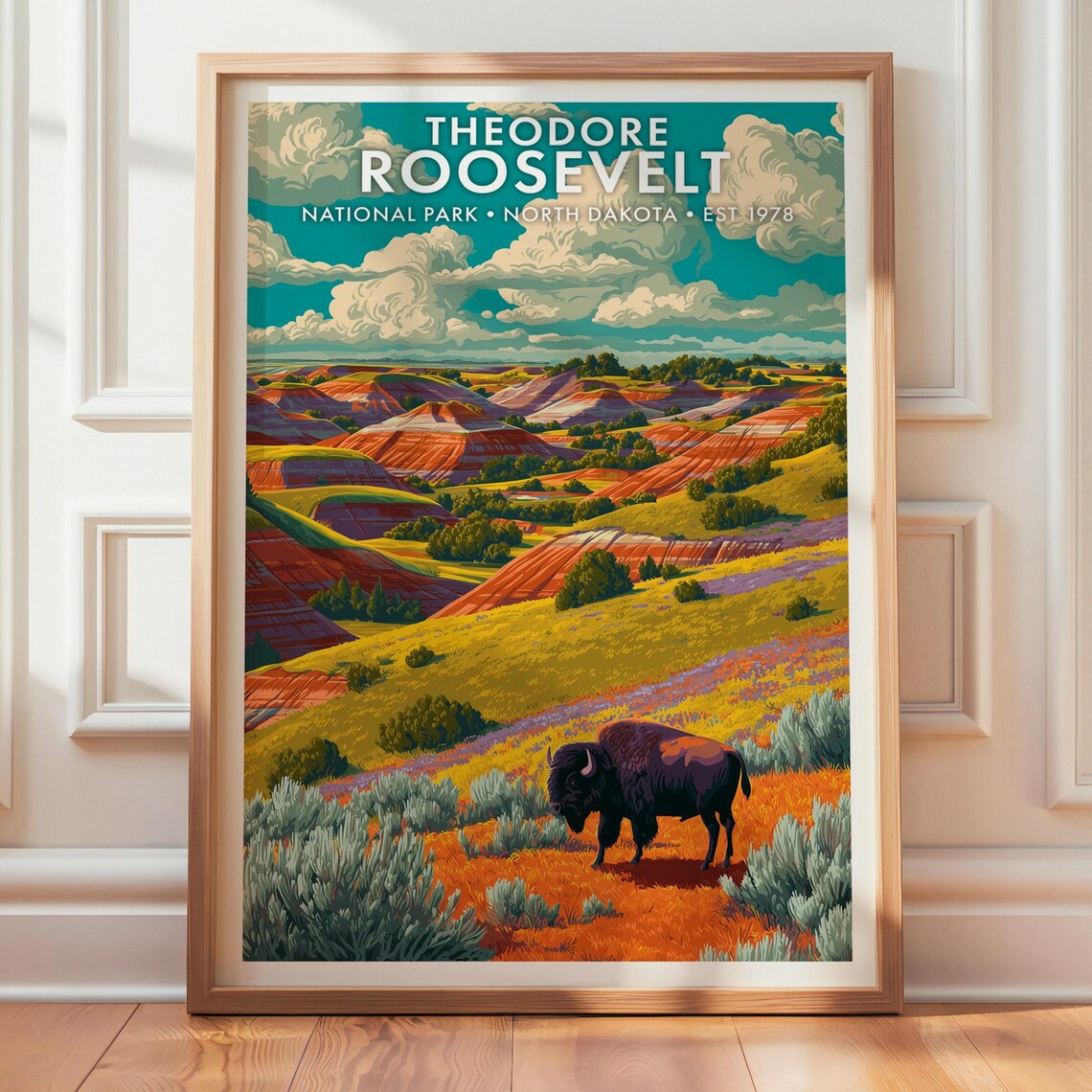 Theodore Roosevelt National Park Retro Travel Poster