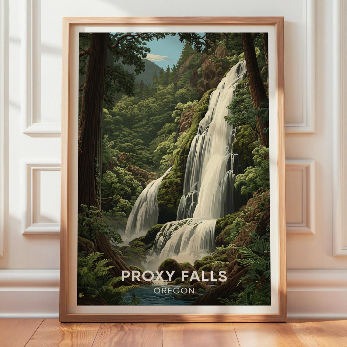 Proxy Falls Oregon Vintage Travel Poster
