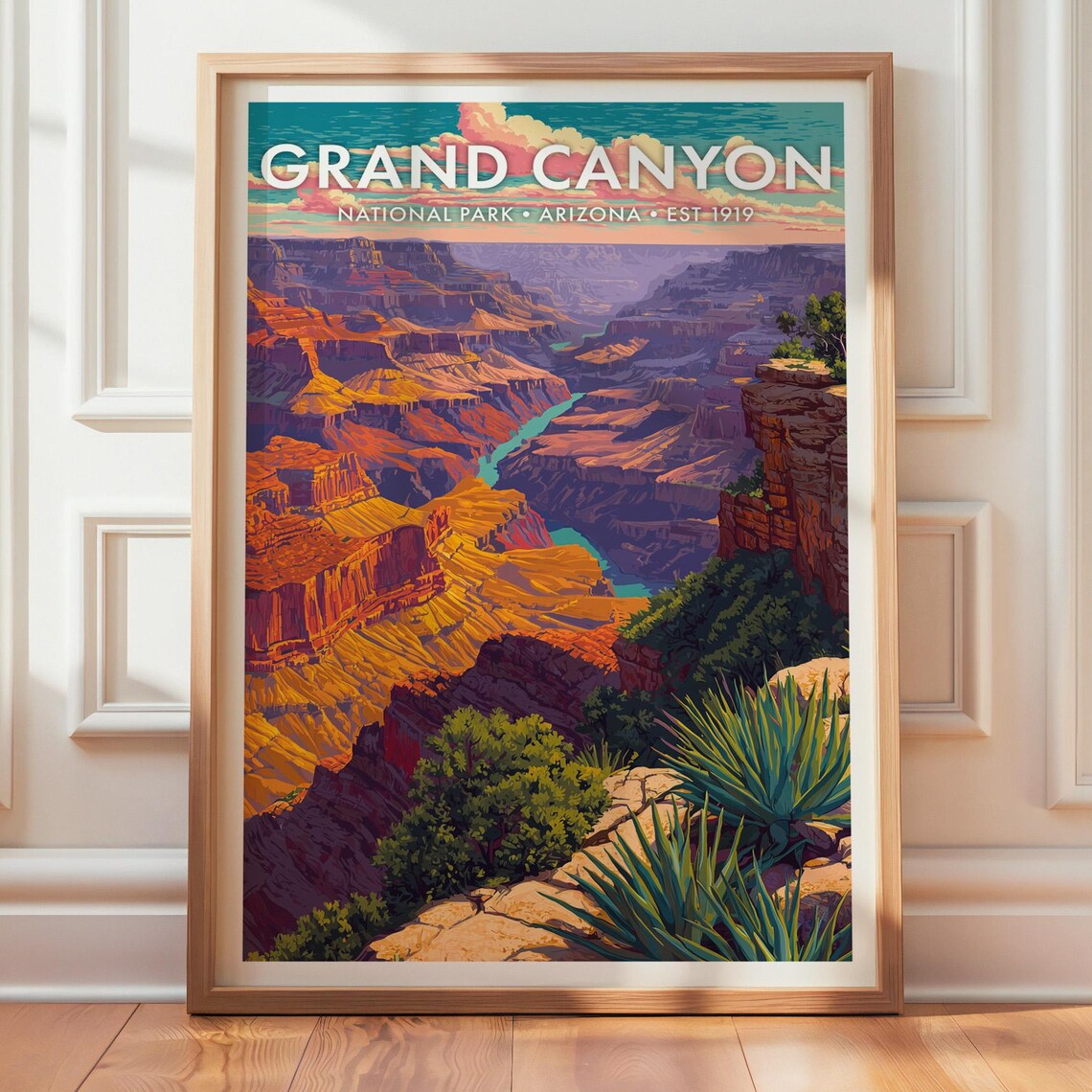 Grand Canyon National Park Retro Travel Poster Print
