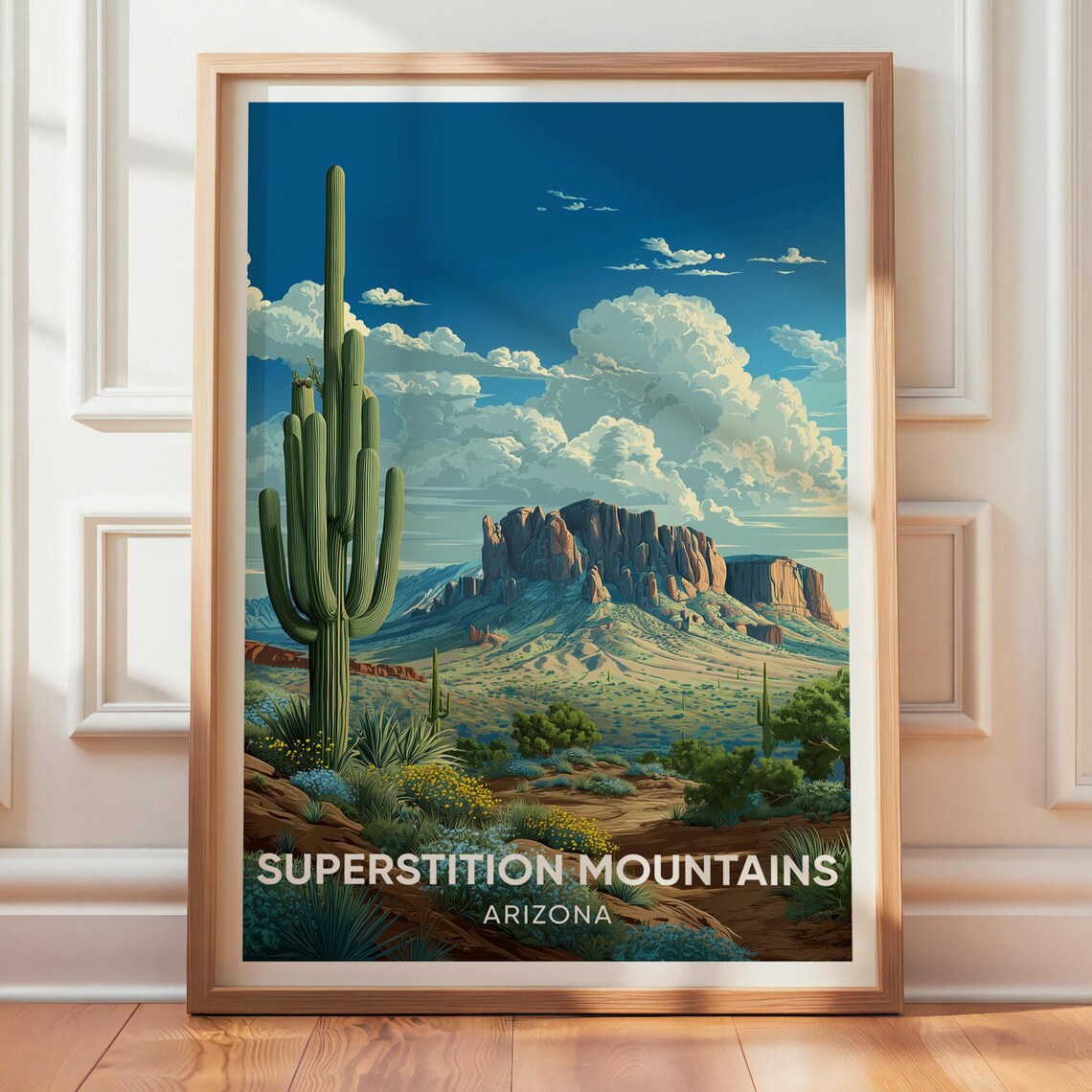 Superstition Mountains Arizona Vintage Travel Poster