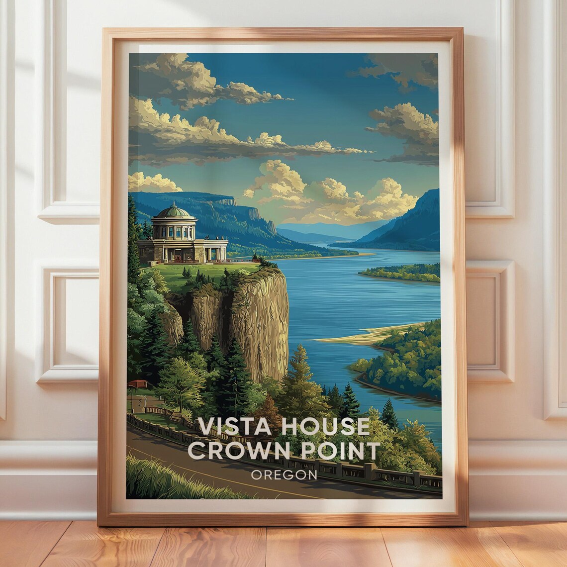 Vista House Crown Point Oregon Vintage Travel Poster