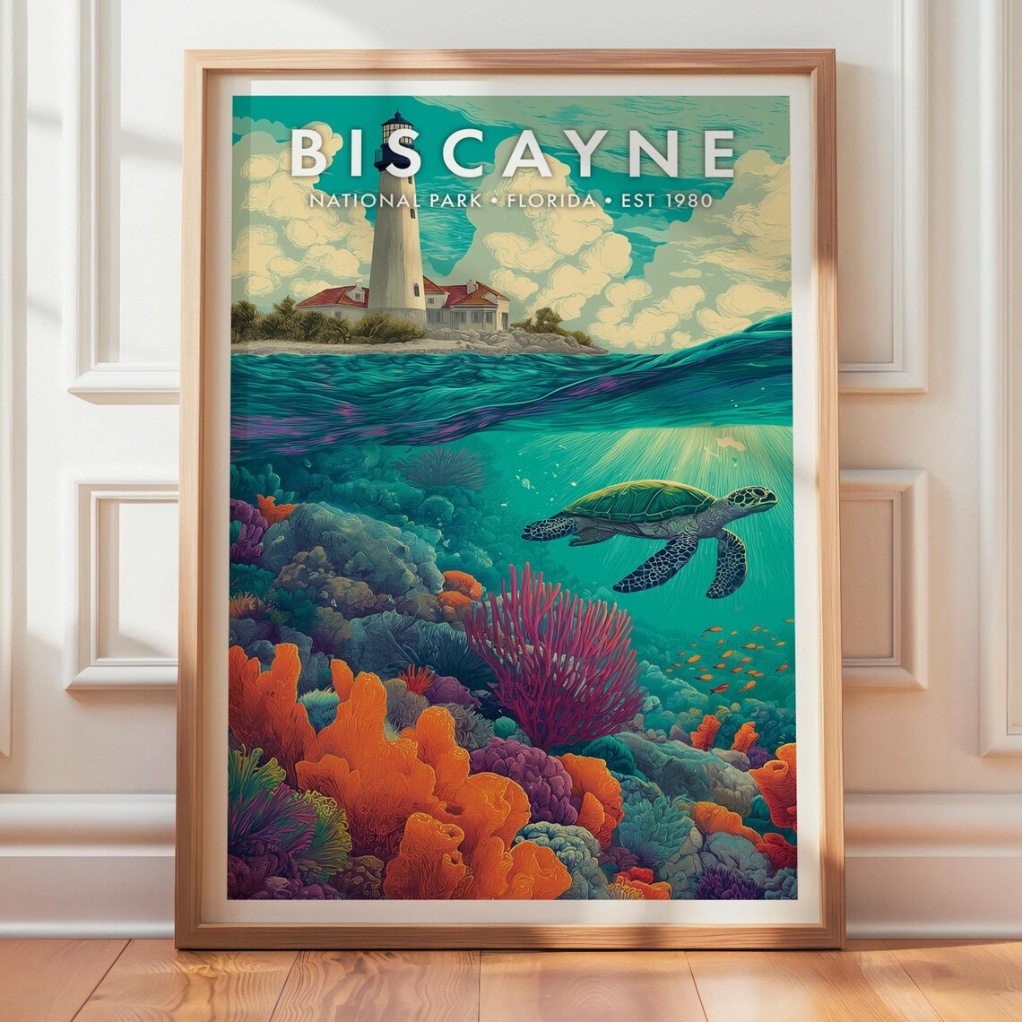 Biscayne National Park Retro Travel Poster