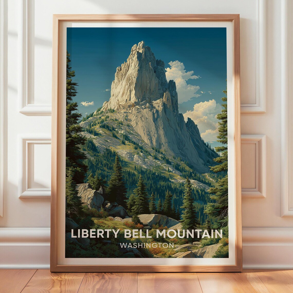 Liberty Bell Mountain Washington Granite Peak Travel Art Poster
